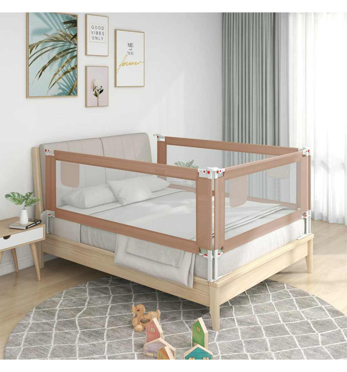 Barrière de sécurité de lit d'enfant Taupe 180x25 cm Tissu | Mobilier & Déco