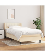 Sommier à lattes de lit avec matelas Crème 100x200 cm Tissu | Mobilier & Déco