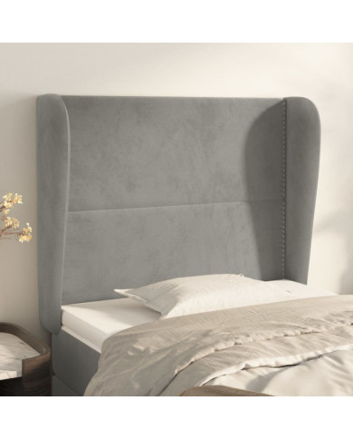 Tête de lit avec oreilles Gris clair 93x23x118/128 cm Velours | Mobilier & Déco