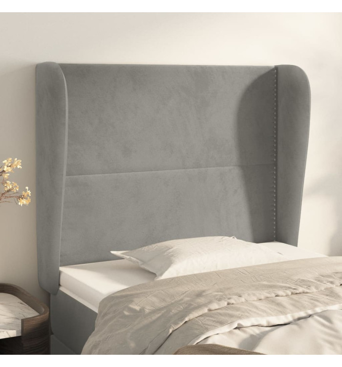 Tête de lit avec oreilles Gris clair 93x23x118/128 cm Velours | Mobilier & Déco