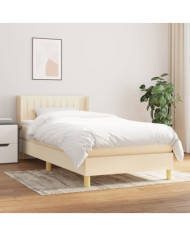 Sommier à lattes de lit avec matelas Crème 100x200 cm Tissu | Mobilier & Déco