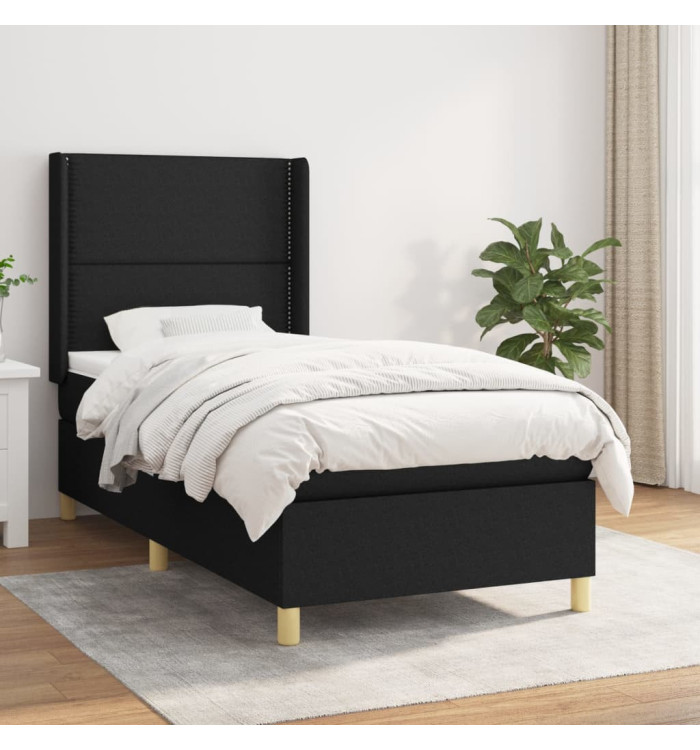 Sommier à lattes de lit et matelas Noir 80x200 cm Tissu | Mobilier & Déco
