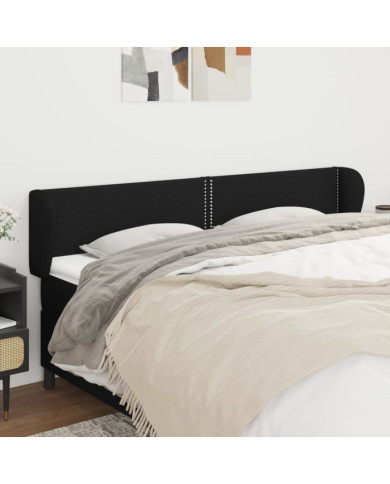Tête de lit avec oreilles Noir 163x23x78/88 cm Tissu | Mobilier & Déco