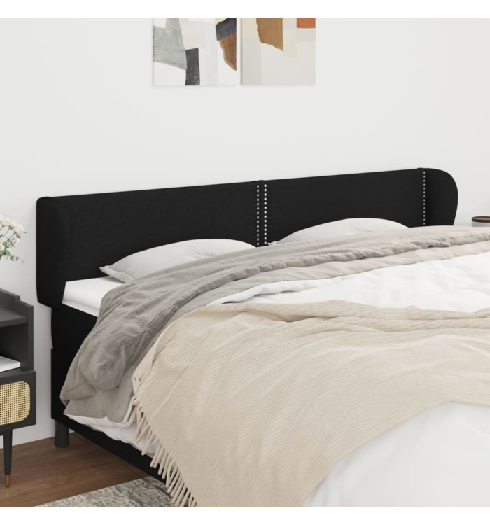 Tête de lit avec oreilles Noir 163x23x78/88 cm Tissu | Mobilier & Déco