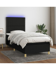 Sommier à lattes de lit avec matelas et LED Noir 80x200cm Tissu | Mobilier & Déco