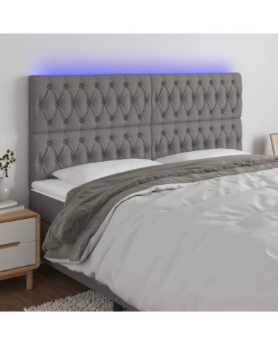 Tête de lit à LED Gris foncé 200x7x118/128 cm Tissu | Mobilier & Déco