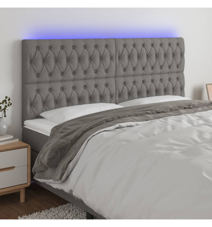 Tête de lit à LED Gris foncé 200x7x118/128 cm Tissu | Mobilier & Déco