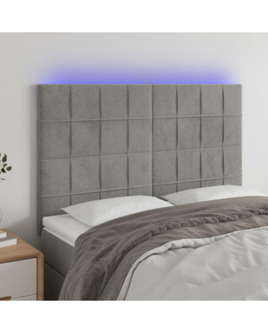 Tête de lit à LED Gris clair 144x5x118/128 cm Velours | Mobilier & Déco