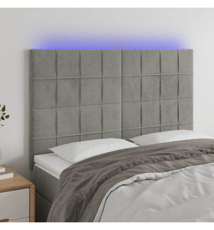 Tête de lit à LED Gris clair 144x5x118/128 cm Velours | Mobilier & Déco