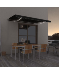 Auvent manuel rétractable avec LED 450x350 cm Anthracite | Mobilier & Déco