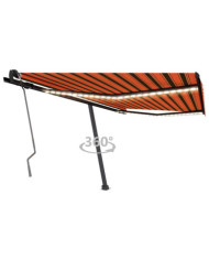 Auvent manuel rétractable avec LED 450x350 cm Orange et marron | Mobilier & Déco