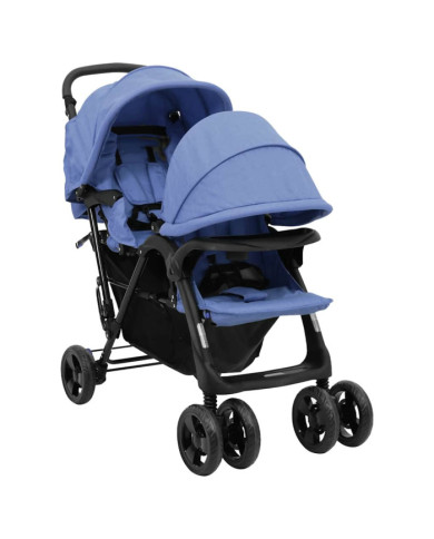 Poussette à deux places Bleu marine Acier | Mobilier & Déco