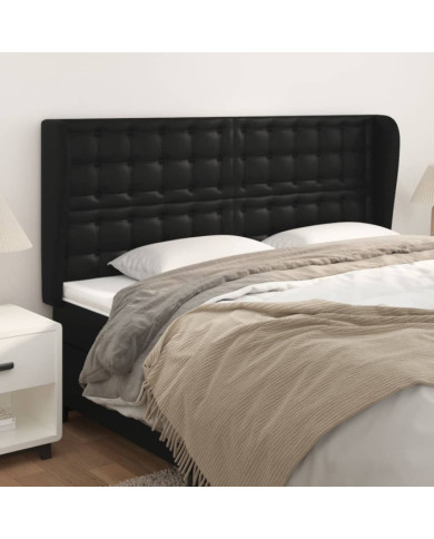 Tête de lit avec oreilles Noir 203x23x118/128 cm Similicuir | Mobilier & Déco