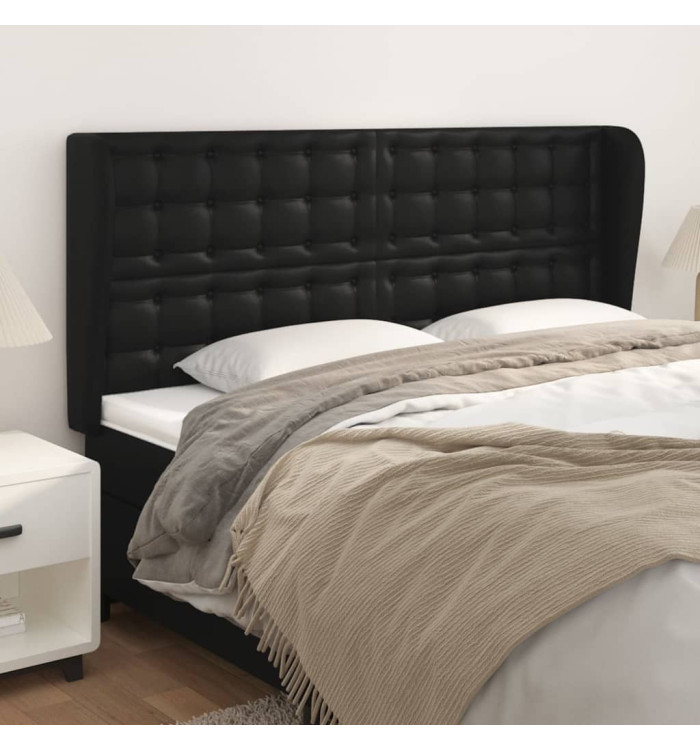 Tête de lit avec oreilles Noir 203x23x118/128 cm Similicuir | Mobilier & Déco
