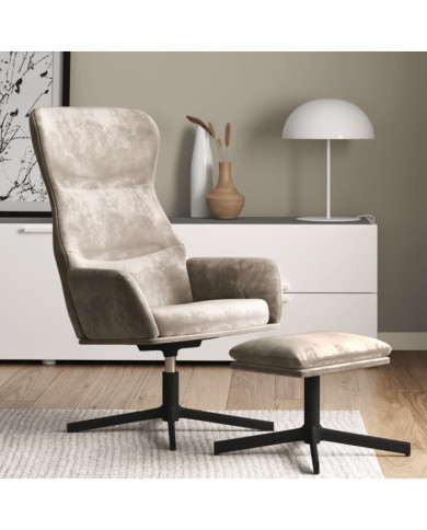 Chaise de relaxation avec tabouret Gris clair Velours | Mobilier & Déco