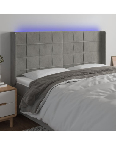 Tête de lit à LED Gris clair 203x16x118/128 cm Velours | Mobilier & Déco
