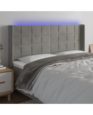 Tête de lit à LED Gris clair 203x16x118/128 cm Velours | Mobilier & Déco