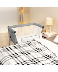 Lit pour bébé avec matelas Gris clair Tissu de lin | Mobilier & Déco
