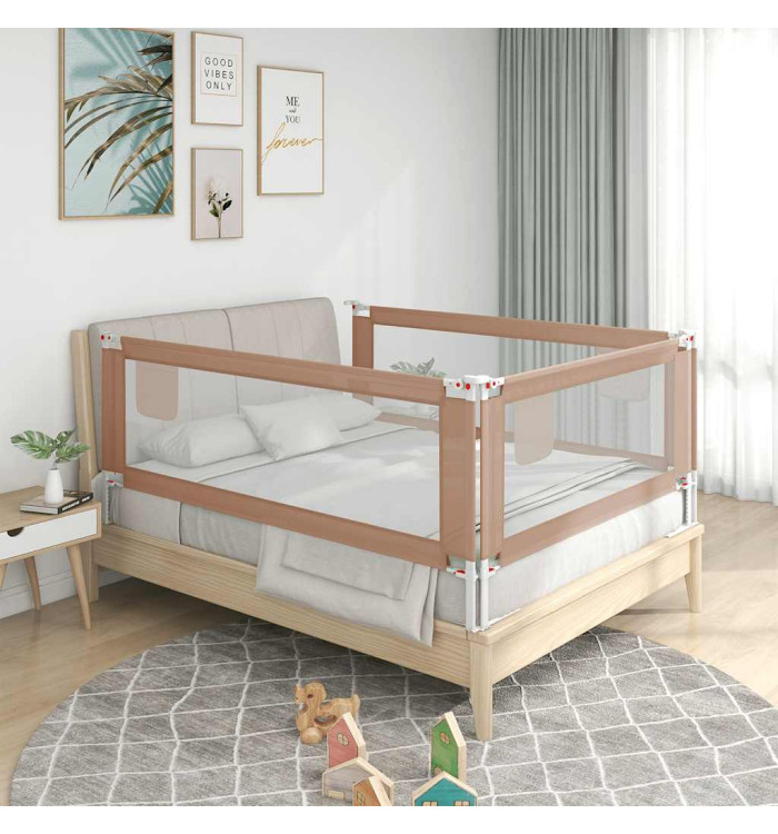 Barrière de sécurité de lit d'enfant Taupe 150x25 cm Tissu | Mobilier & Déco