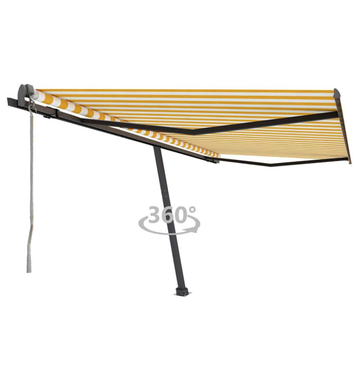 Auvent automatique sur pied 400x300 cm Jaune et blanc | Mobilier & Déco