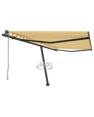 Auvent automatique sur pied 400x300 cm Jaune et blanc | Mobilier & Déco
