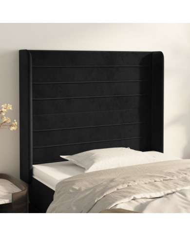 Tête de lit avec oreilles Noir 93x16x118/128 cm Velours | Mobilier & Déco