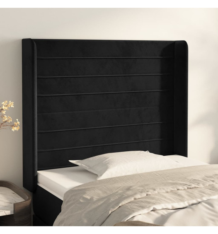 Tête de lit avec oreilles Noir 93x16x118/128 cm Velours | Mobilier & Déco