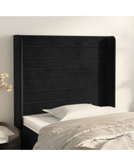 Tête de lit avec oreilles Noir 93x16x118/128 cm Velours | Mobilier & Déco
