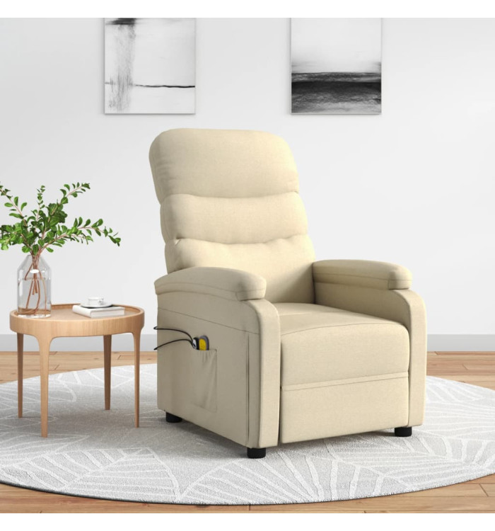 Fauteuil électrique de massage Crème Tissu | Mobilier & Déco