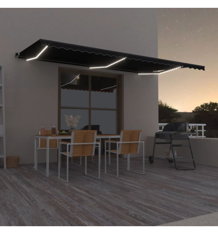 Auvent manuel rétractable avec LED 600x350 cm Anthracite | Mobilier & Déco