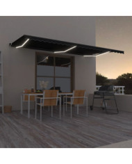 Auvent manuel rétractable avec LED 600x350 cm Anthracite | Mobilier & Déco