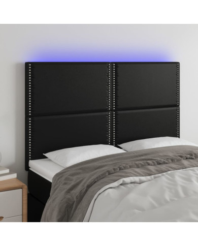 Tête de lit à LED Noir 144x5x118/128 cm Similicuir | Mobilier & Déco