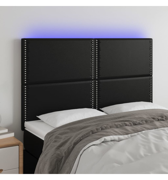 Tête de lit à LED Noir 144x5x118/128 cm Similicuir | Mobilier & Déco
