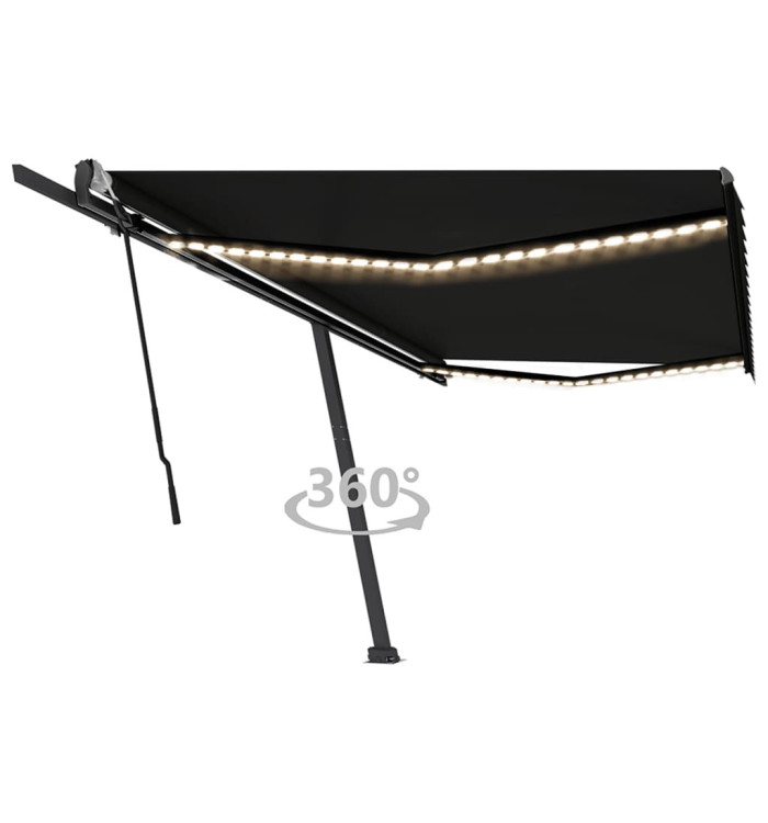 Auvent manuel rétractable avec LED 500x350 cm Anthracite | Mobilier & Déco