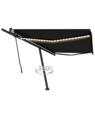 Auvent manuel rétractable avec LED 500x350 cm Anthracite | Mobilier & Déco