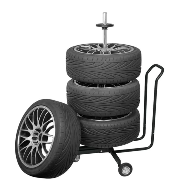 Carpoint Porte-pneu mobile avec housse Aluminium Noir | Mobilier & Déco