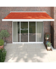 Auvent rétractable orange et marron 3,5x2,5m tissu et aluminium | Mobilier & Déco