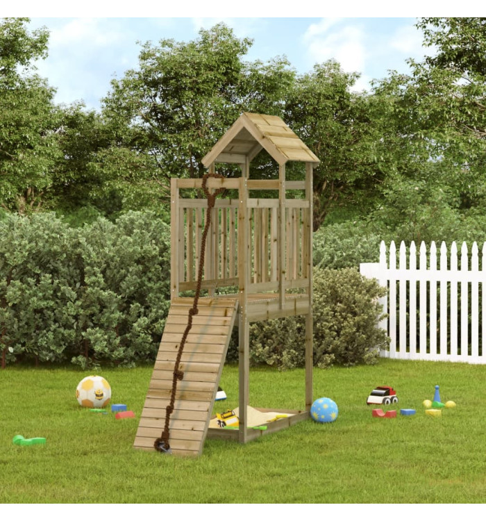 Maisonnette de jeu avec mur d'escalade bois de pin imprégné | Mobilier & Déco