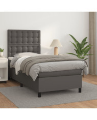 Sommier à lattes de lit avec matelas Gris 80x200 cm Similicuir | Mobilier & Déco