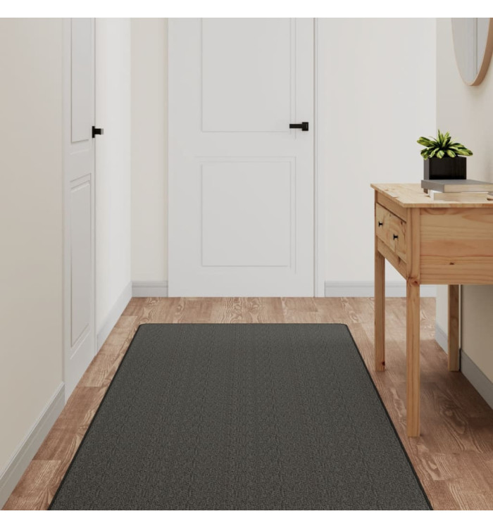 Tapis de couloir aspect sisal anthracite 80x250 cm | Mobilier & Déco