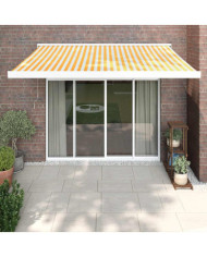 Auvent rétractable jaune et blanc 3,5x2,5 m tissu et aluminium | Mobilier & Déco