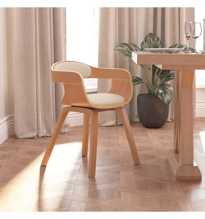 Chaise à manger Crème Similicuir et bois courbé | Mobilier & Déco