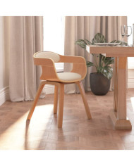 Chaise à manger Crème Similicuir et bois courbé | Mobilier & Déco