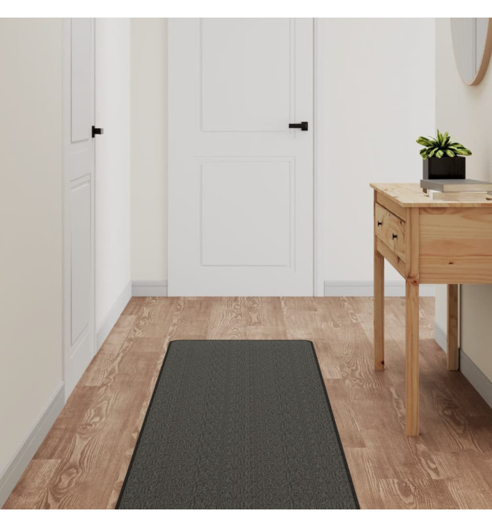 Tapis de couloir aspect sisal anthracite 50x200 cm | Mobilier & Déco