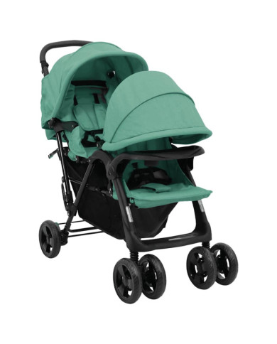Poussette à deux places Vert Acier | Mobilier & Déco