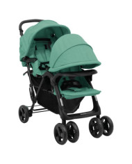 Poussette à deux places Vert Acier | Mobilier & Déco