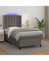 Sommier à lattes de lit matelas LED Gris 80x200 cm Similicuir | Mobilier & Déco