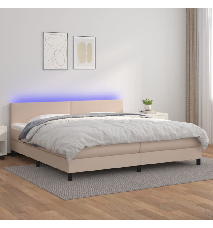Sommier à lattes de lit avec matelas LED Cappuccino 200x200 cm | Mobilier & Déco