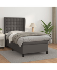 Sommier à lattes de lit avec matelas Gris 80x200 cm Similicuir | Mobilier & Déco