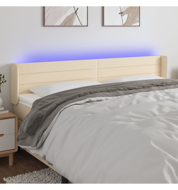 Tête de lit à LED Crème 163x16x78/88 cm Tissu | Mobilier & Déco